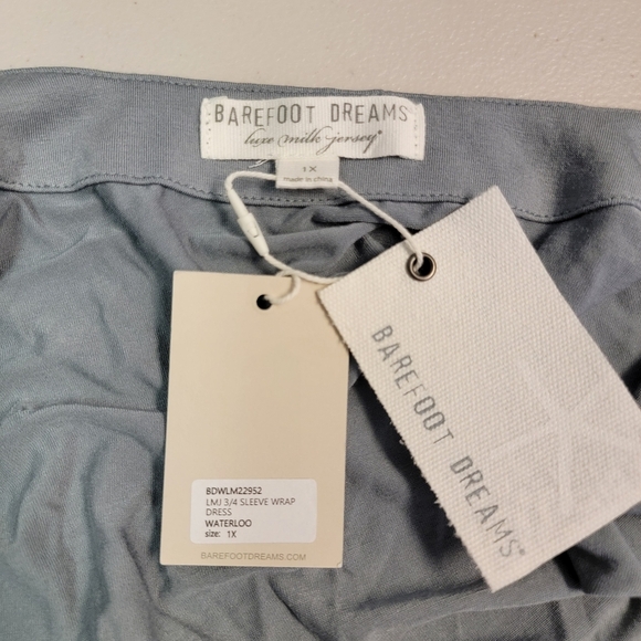 Barefoot Dreams Luxe Milk Jersey 3/4 Sleeve Wrap Dress Size 1X Waterloo Gray - Picture 5 of 7